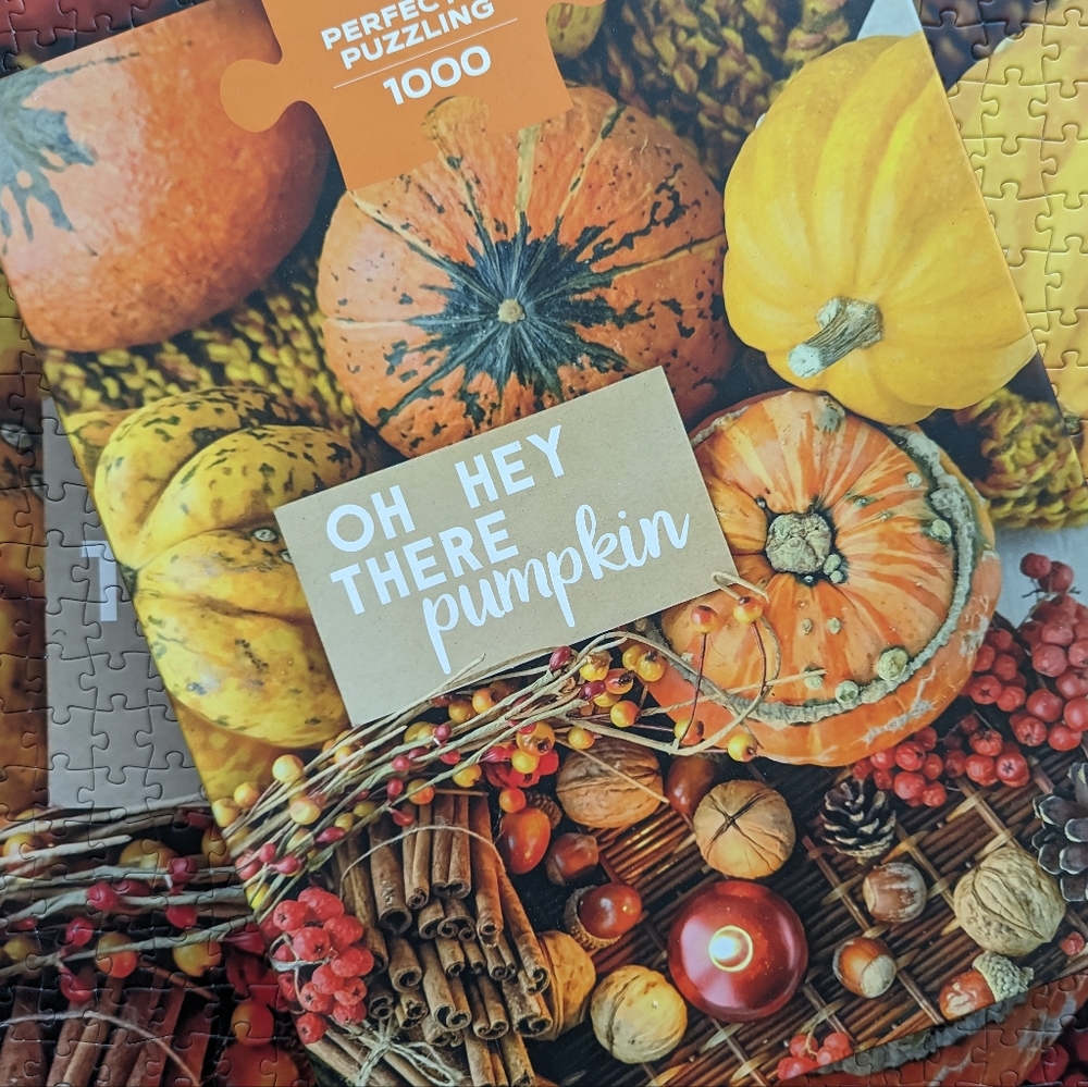 Oh Hey There Pumpkin Puzzle 1000 Pc 29.5 x 19.5" Perfectly Puzzling Autumn Fall
